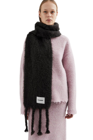 Jil Sander Slim Wool Blend Scarf Black