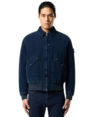 Stone Island 4100123 INDIGO MICRO CORDUROY-RINSED Bomber Jacket Blue