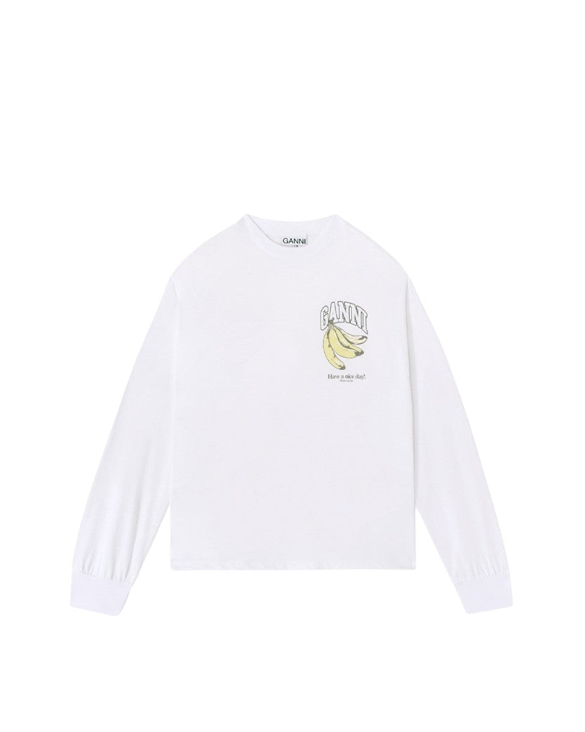 Ganni Fruit Long-Sleeve Bright White