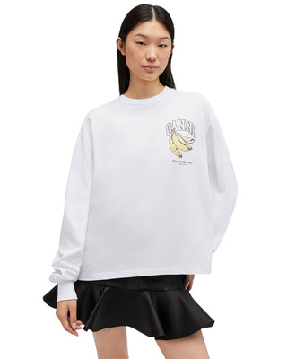 Ganni Fruit Long-Sleeve Bright White