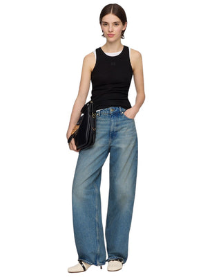 Ganni Soft Cotton Rib Tank Top Black