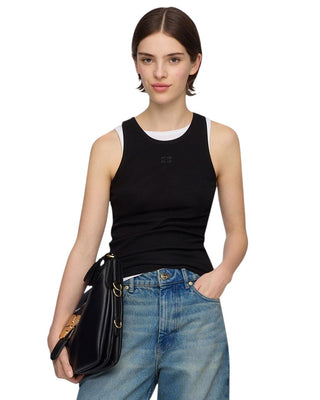 Ganni Soft Cotton Rib Tank Top Black