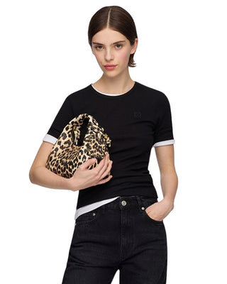 Ganni Soft Cotton Rib T-Shirt Black