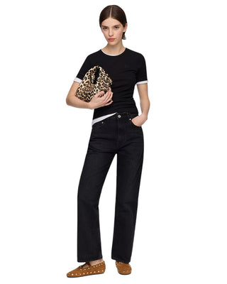 Ganni Soft Cotton Rib T-Shirt Black