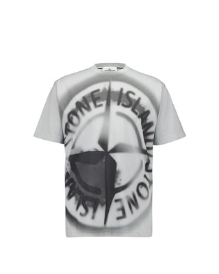 Stone Island 2RC89 30/1 Cotton Jersey 'Gradient Compass' Print T-Shirt Grey