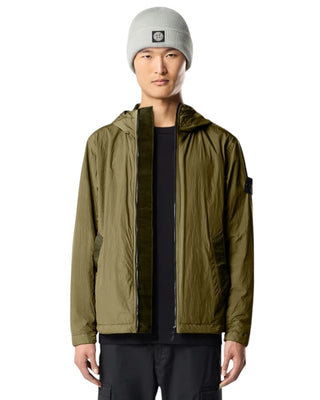 Stone Island 4100001 CRINKLE REPS NY Hooded Jacket Military Green