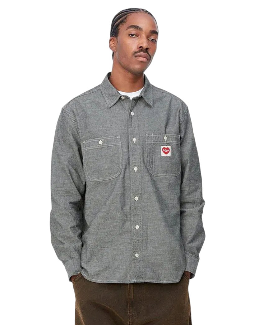 Carhartt WIP Ls Clink Heart Shirt Bleach Rinsed Grey