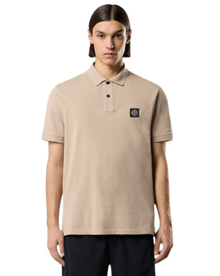 Stone Island 22002SC Organic Cotton Elastane Pique Polo T-Shirt Desert Beige