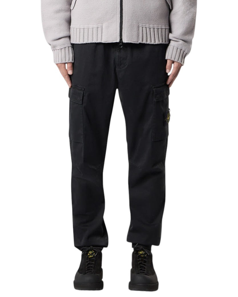 Stone Island 3100033 STRETCH ORGANIC BROKEN TWILL COTTON 'OLD' Effect Pants Black