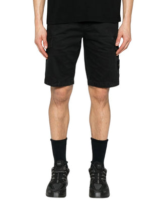 Stone Island L100018 Organic Cotton Stretch Broken Twill 'Old' Effect Shorts Black