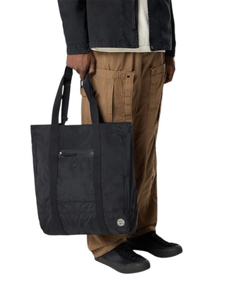 Stone Island 9200012 COATED NYLON METAL IN ECONYL® Tote Bag Black