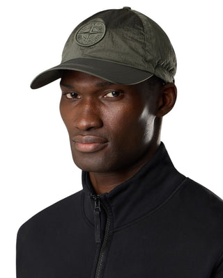 Stone Island 9100011 Nylon Metal Logo Cap Musk Green