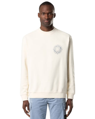 Stone Island 6100001 COTTON FLEECE Sweatshirt ‘Outline Compass’ Print Ivory