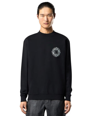 Stone Island 6100001 COTTON FLEECE Sweatshirt ‘Outline Compass’ Print Black