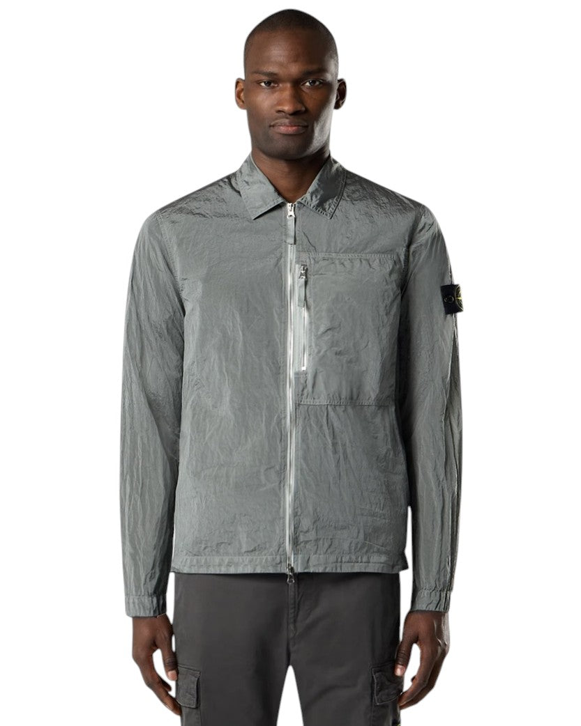Stone Island 1200038 NYLON METAL IN ECONYL® Zip Overshirt Pearl Grey