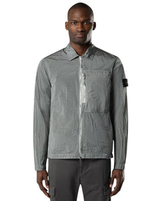 Stone Island 1200038 NYLON METAL IN ECONYL® Zip Overshirt Pearl Grey