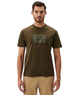 C.P. Company Jersey 30/1 Short Sleeve Logo Label T-Shirt Ivy Green RCCMTS723A005100W