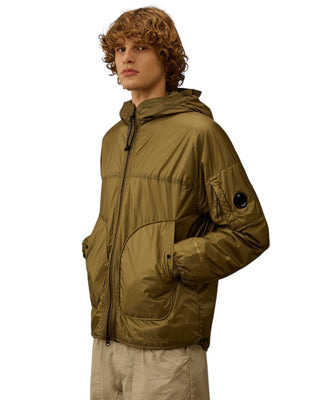 C.P. Company Nada Shield Packable Primaloft® Evolve Hooded Lens Jacket Dried Herb Green 20CMOW070A110467W