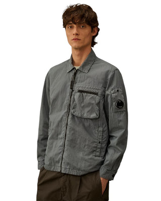 C.P. Company Panama-R Zipped Lens Overshirt Silver Blue 20CMOS074A110540S
