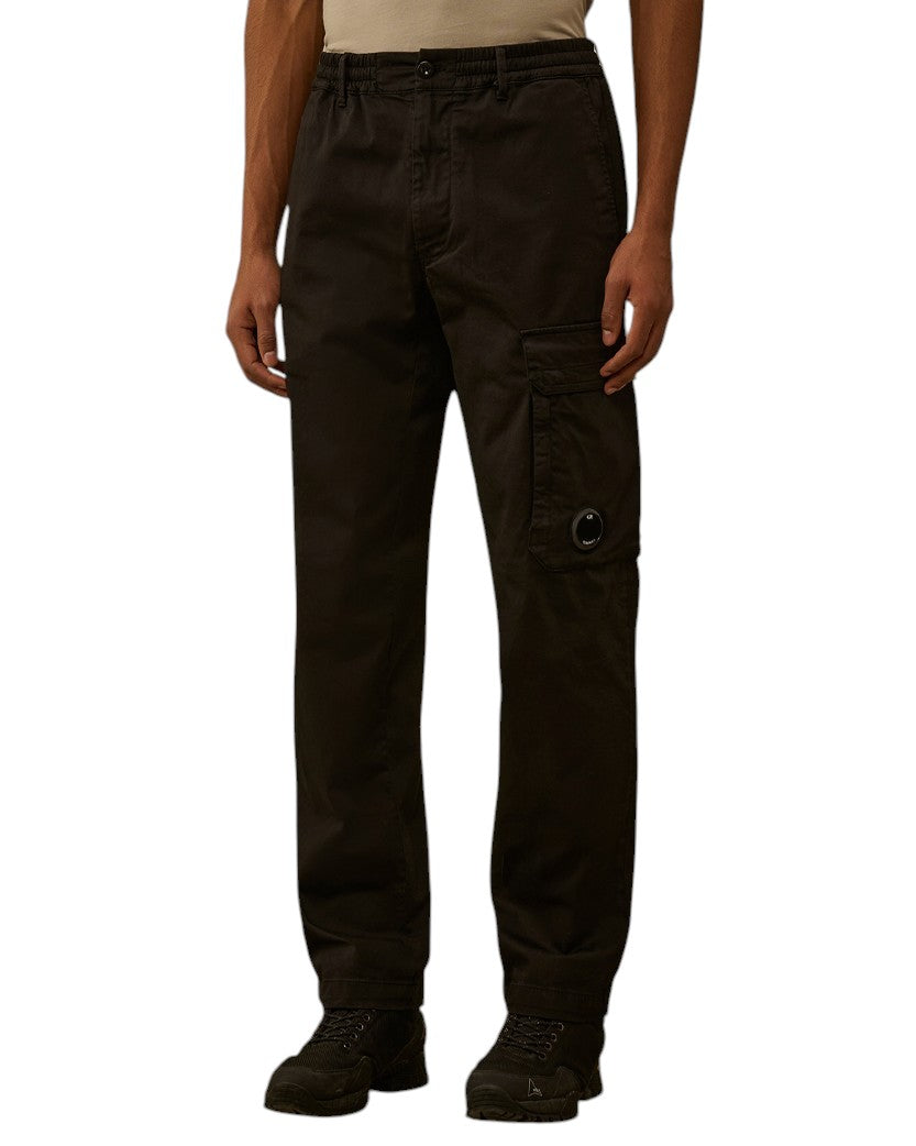 C.P. Company Stretch Sateen Regular Cargo Pants Black 20CMPA135A005694G