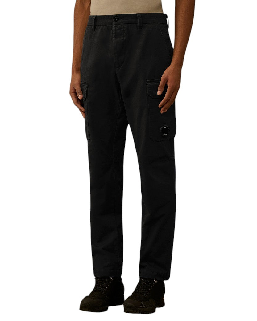 C.P. Company Cotton Gabardine Loose Cargo Pants Black 20CMPA185A110458G