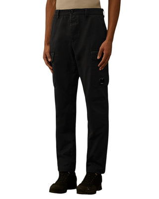 C.P. Company Cotton Gabardine Loose Cargo Pants Black 20CMPA185A110458G
