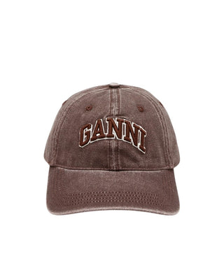 Ganni Washed Canvas Cap Chocolate Plum