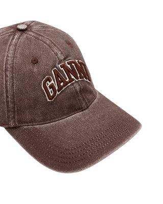 Ganni Washed Canvas Cap Chocolate Plum