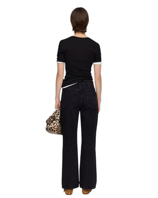 Ganni Soft Cotton Rib T-Shirt Black