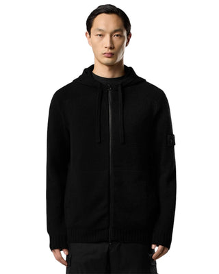Stone Island 5100077 CASHMERE GHOST Hooded Zip Sweater Black