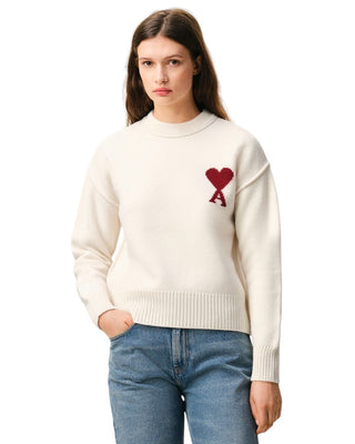 Ami Paris ADC Crewneck Wool Sweater White / Red