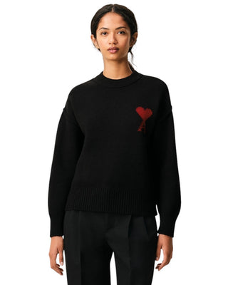 Ami Paris ADC Crewneck Wool Sweater Black / Red