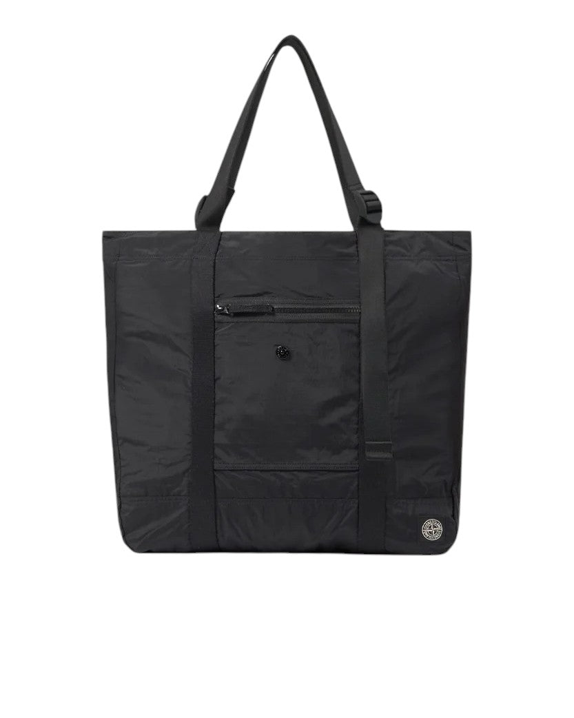 Stone Island 9200012 COATED NYLON METAL IN ECONYL® Tote Bag Black
