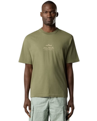 Stone Island 2100001 ORGANIC COTTON JERSEY T-Shirt 'Stone' Print Military Green
