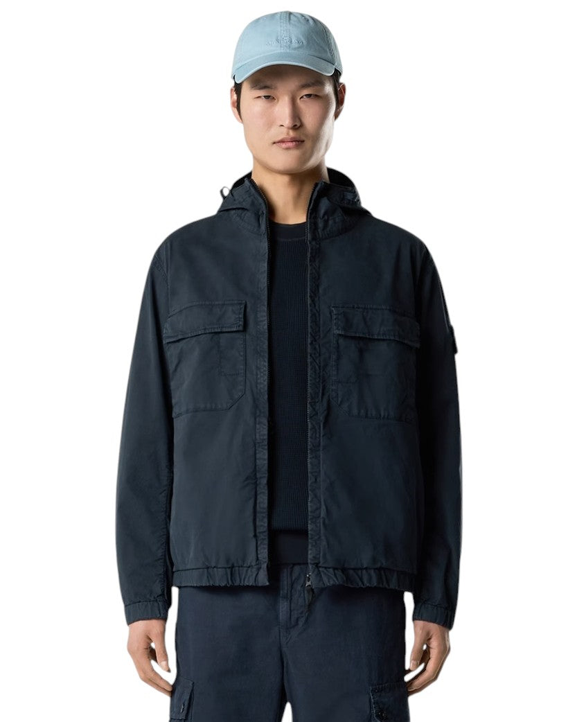 Stone Island 4100077 STRETCH ORGANIC COTTON TWILL Hooded Jacket Navy Blue