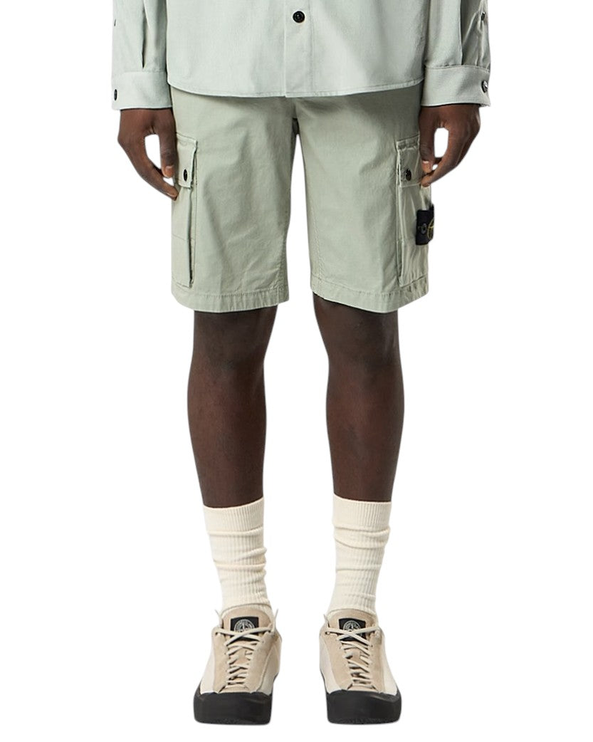 Stone Island L100019 STRETCH ORGANIC COTTON TWILL Cargo Bermuda Shorts Sage Green