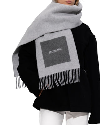 Jacquemus Rond Carre Virgin Wool Scarf Grey