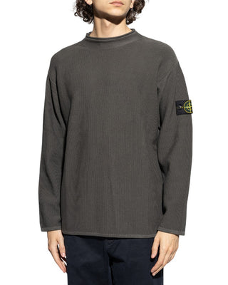 Stone Island 5100063 COTTON NYLON Mock Neck Jumper Lead Grey