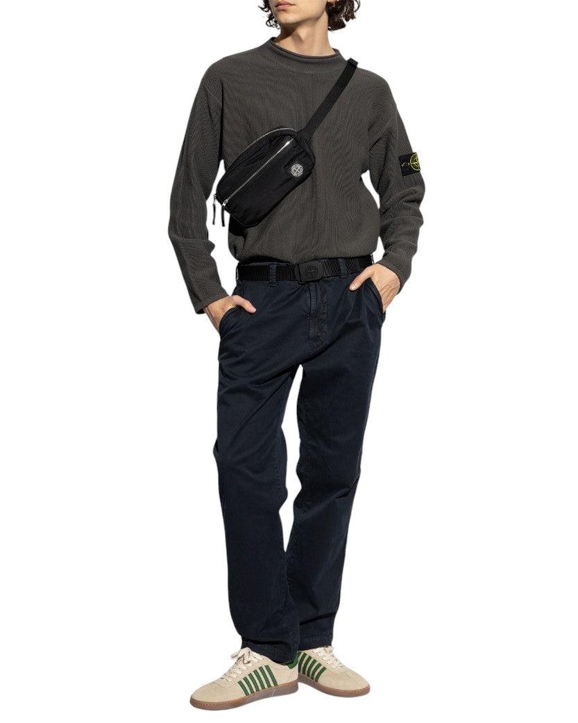 Stone Island 5100063 COTTON NYLON Mock Neck Jumper Lead Grey