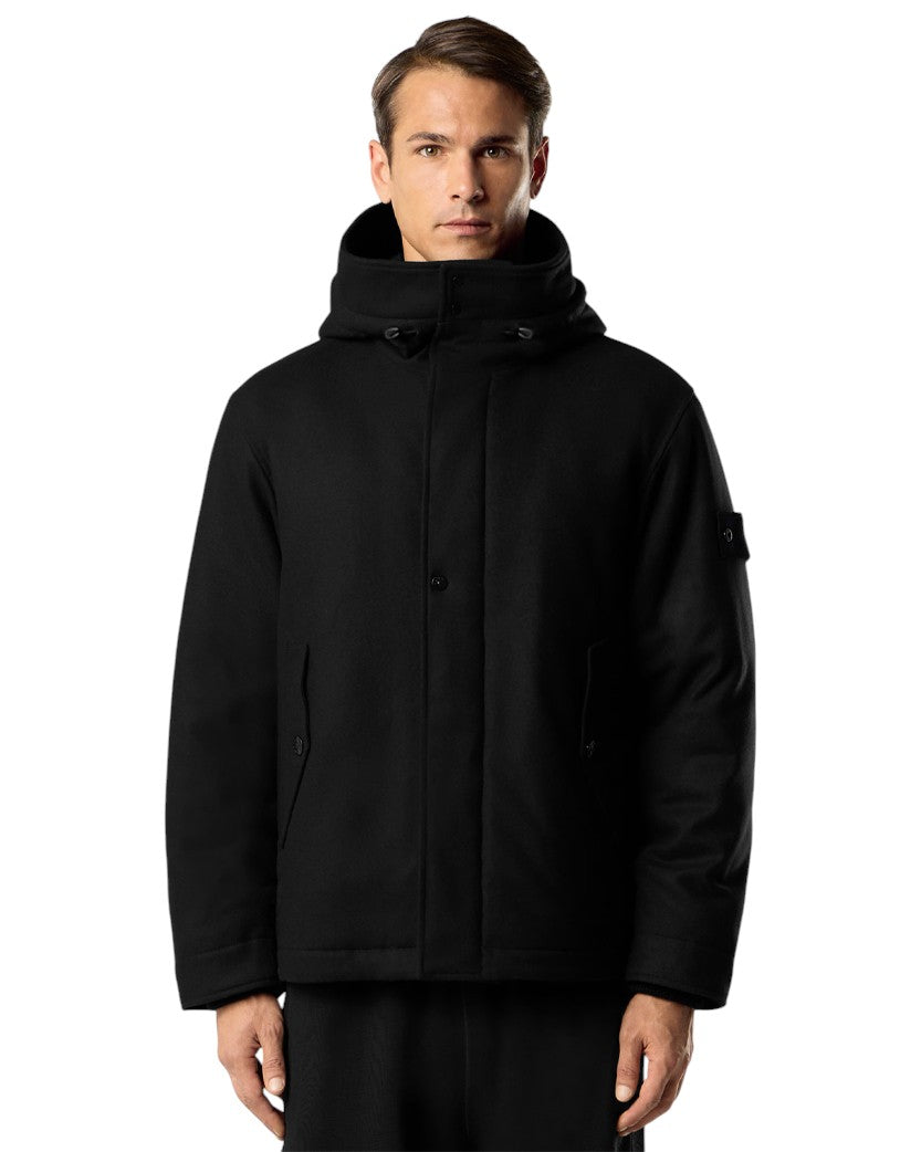 Stone Island 4100103 WOOL NYLON FLANNEL Ghost Jacket Black