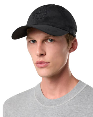 Stone Island 9100995 Nylon Metal 6-Panel Logo Cap Black
