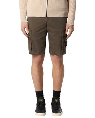 Stone Island L100011 Organic Cotton Canvas 'OLD' Effect Bermuda Shorts Green