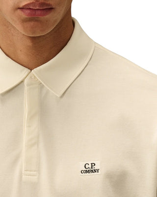 C.P. Company Stretch Piquet Three-Button Logo Polo Gauze White 18CMPL165A005263W