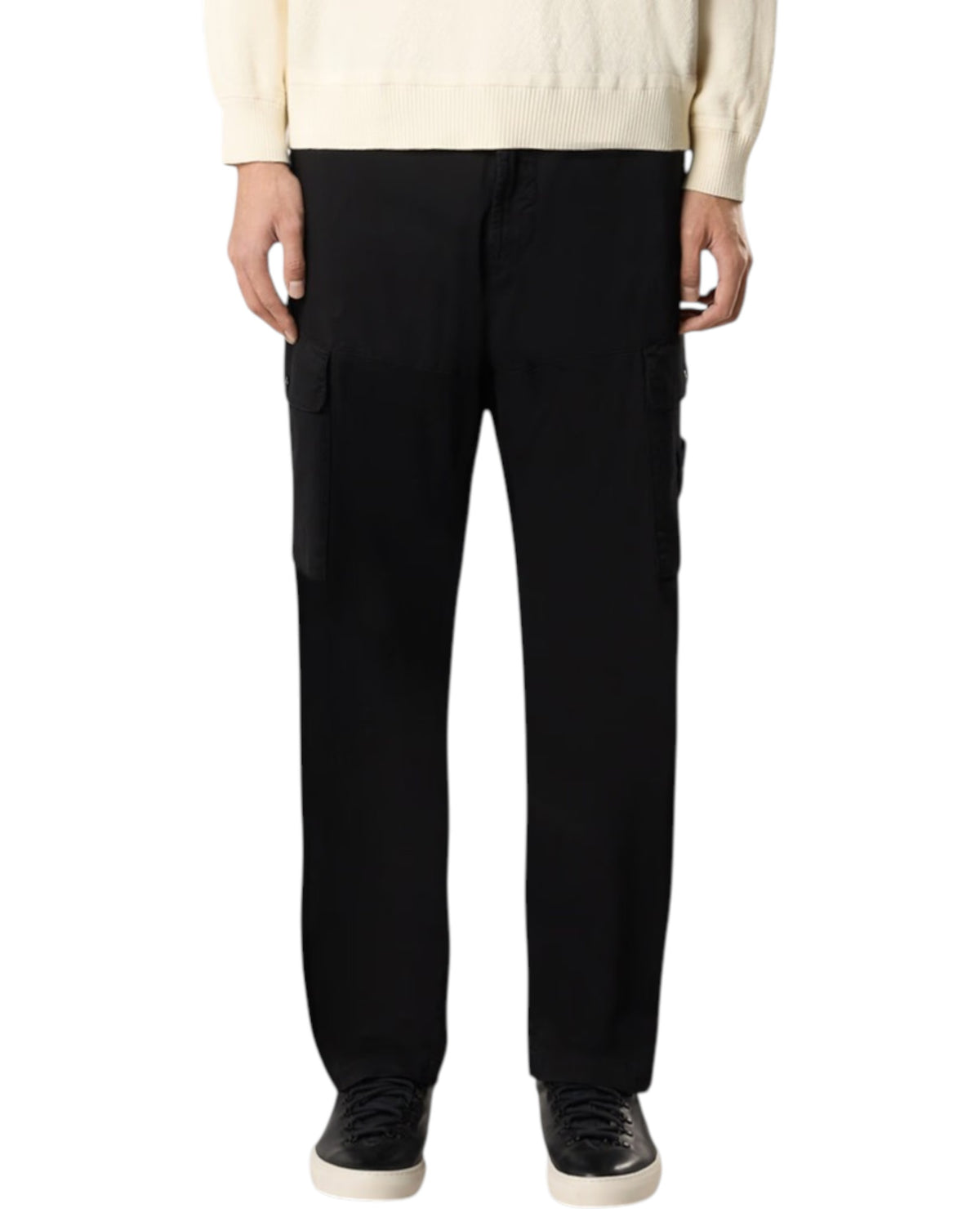 Stone Island 3100339 Organic Stretch Cotton Satin Cargo Trousers Black
