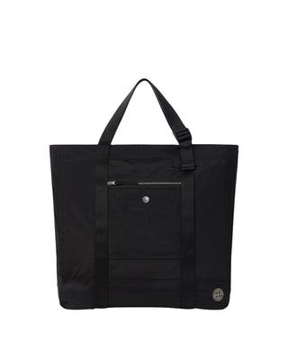 Stone Island 9200013 COATED NYLON METAL IN ECONYL® Tote Bag Black