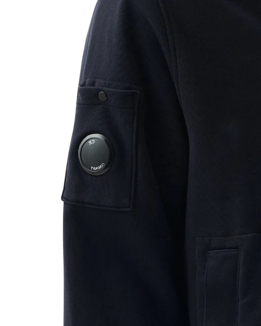 C.P. Company Cotton Diagonal Fleece Zip Hoodie Black 20CMSS039A110044G