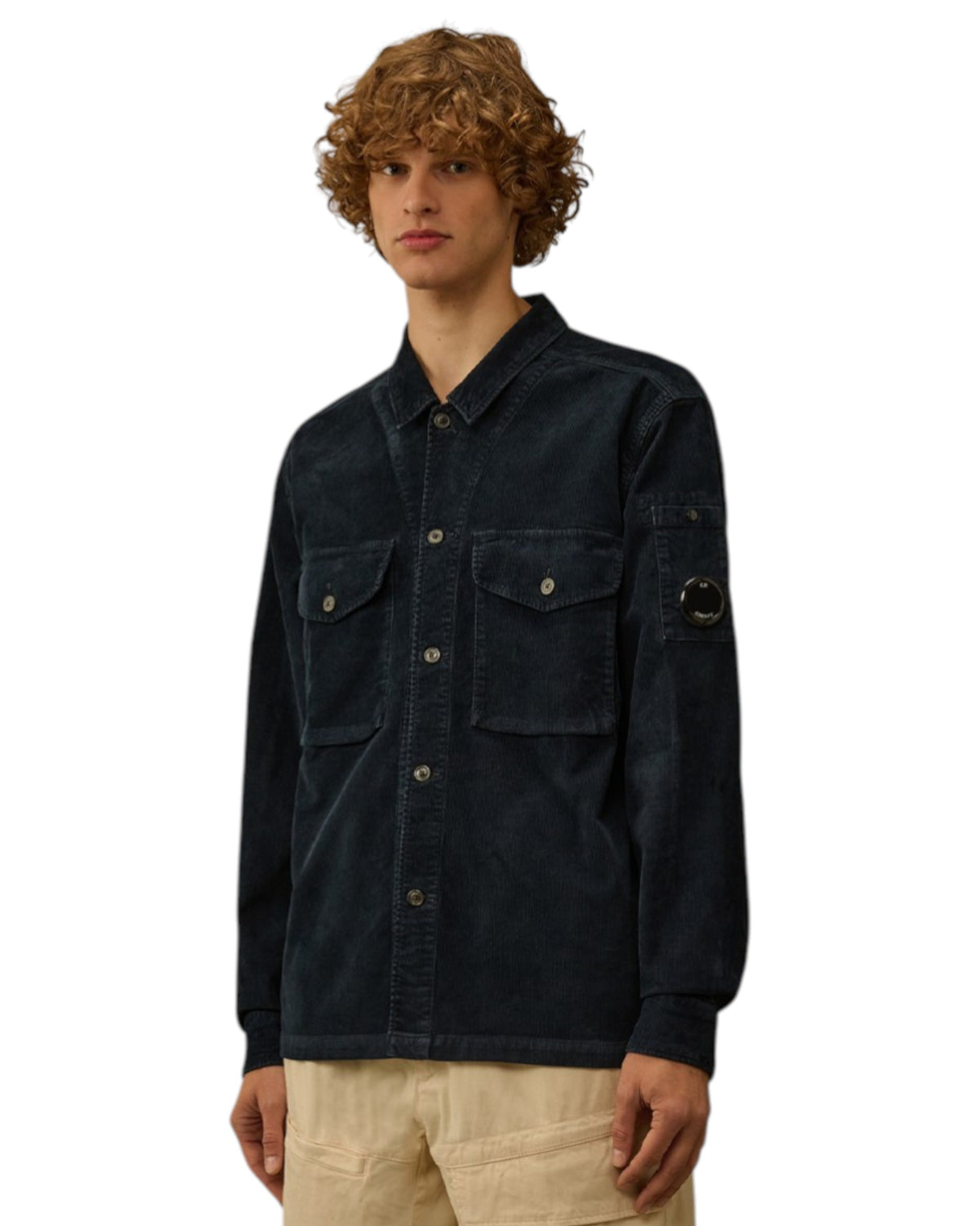 C.P. Company Corduroy Lens Button Overshirt Eclipse Blue 19CMOS072A006410O