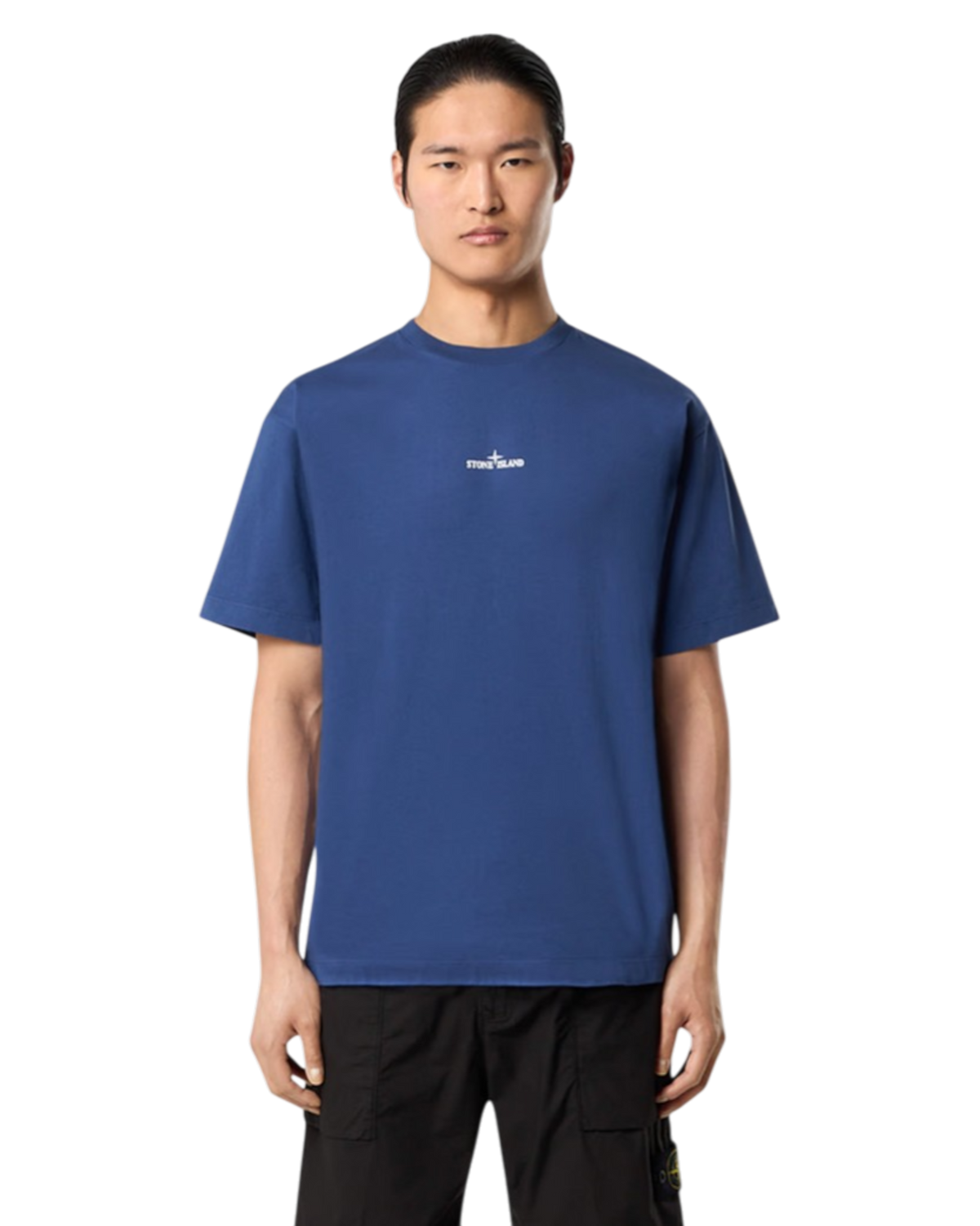 Stone Island 21002RC Combed Organic Cotton Jersey T-shirt  'Compass Camo' Print Blue