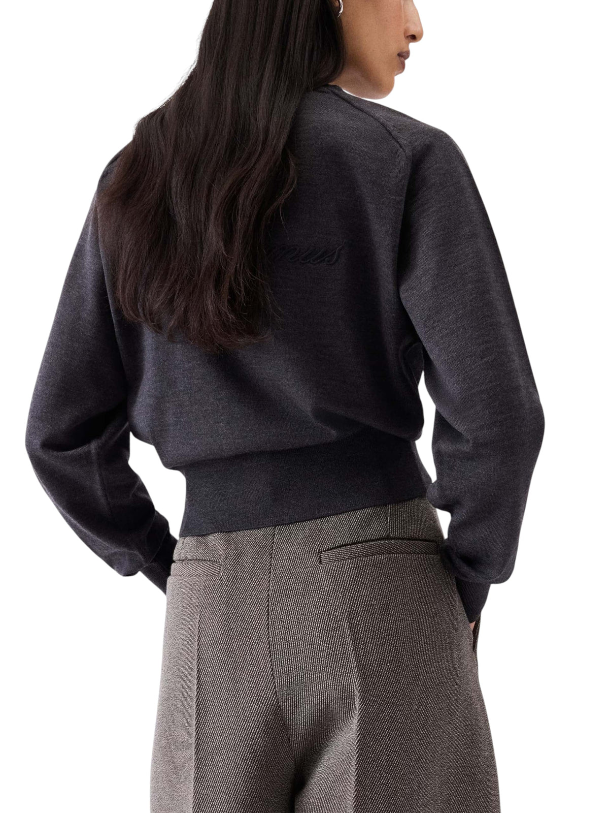 Jacquemus Logo Embroidery Wool Sweater Grey