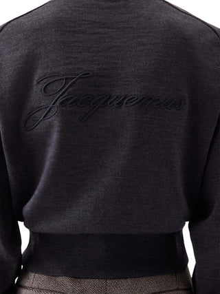 Jacquemus Logo Embroidery Wool Sweater Grey
